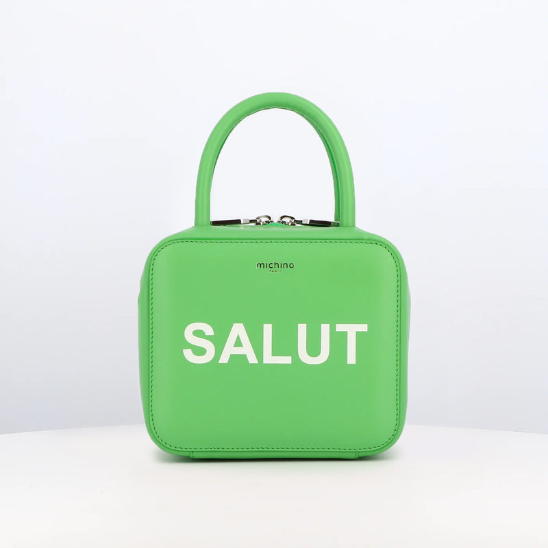 LEATHER HANDBAG PIGALLE SALUT MINI ALMOND GREEN