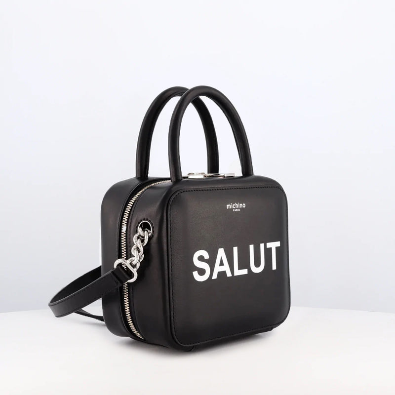LEATHER HANDBAG PIGALLE MINI BLACK SALUT