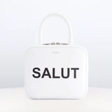 LEATHER HANDBAG PIGALLE SMALL WHITE SALUT