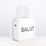 LEATHER HANDBAG PIGALLE SMALL WHITE SALUT