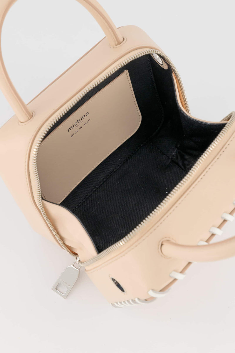 LEATHER HANDBAG PIGALLE MINI POUDRE PANA