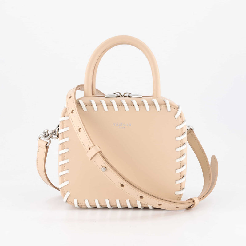 LEATHER HANDBAG PIGALLE MINI POUDRE PANA