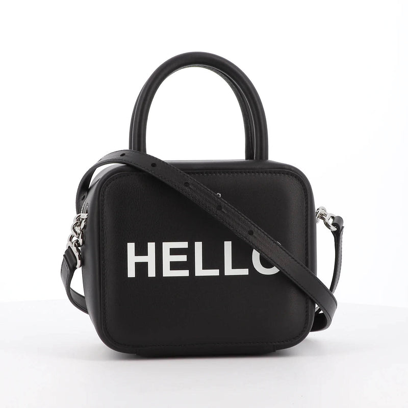 LEATHER HANDBAG PIGALLE MINI BLACK HELLO