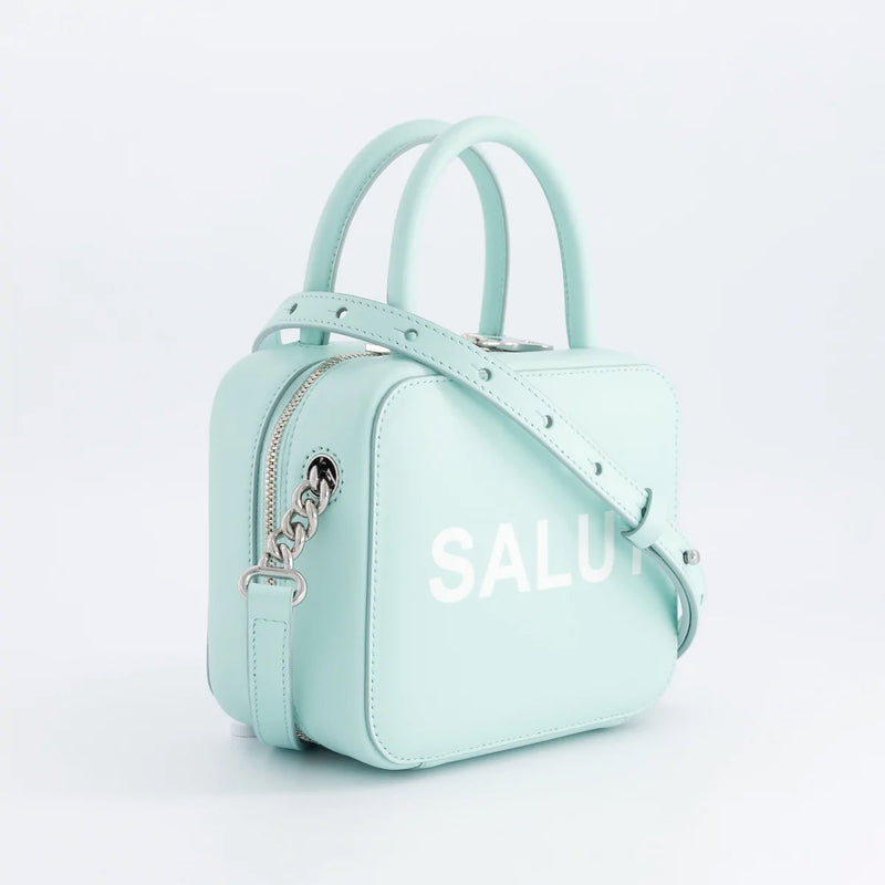 SAC À MAIN EN CUIR PIGALLE MINI SALUT BLEU CARAÏBES