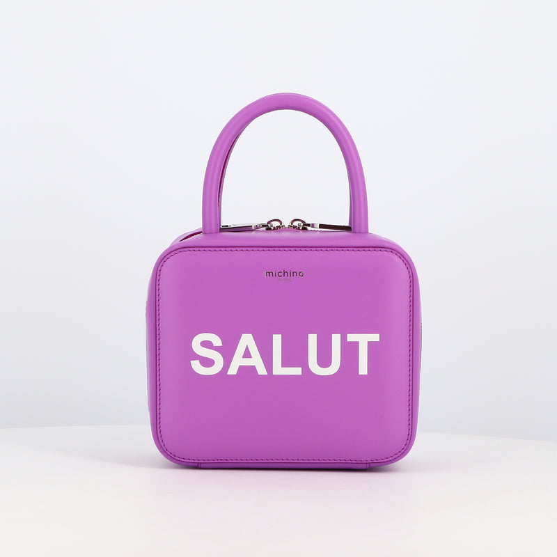 LEATHER HANDBAG PIGALLE MINI SALUT WISTERIA