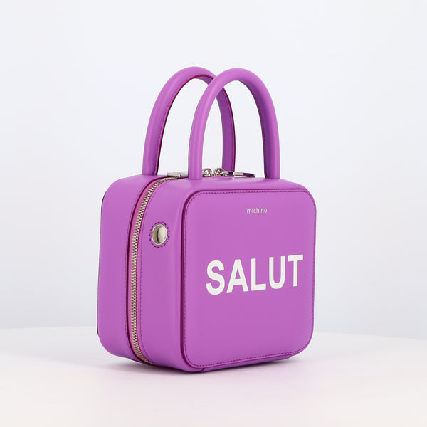 LEATHER HANDBAG PIGALLE MINI SALUT WISTERIA