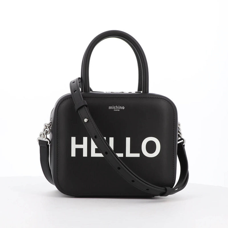 LEATHER HANDBAG PIGALLE SMALL HELLO BLACK