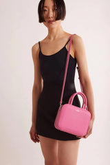 SAC À MAIN EN CUIR GRAINÉ PIGALLE PETIT FUCHSIA