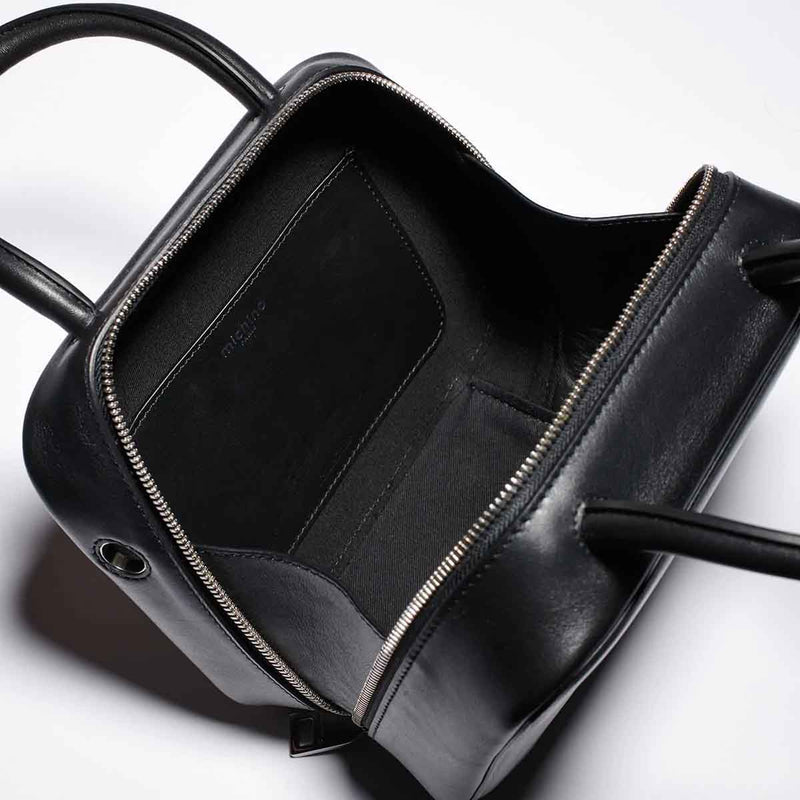 LEATHER HANDBAG PIGALLE MINI BLACK SALUT