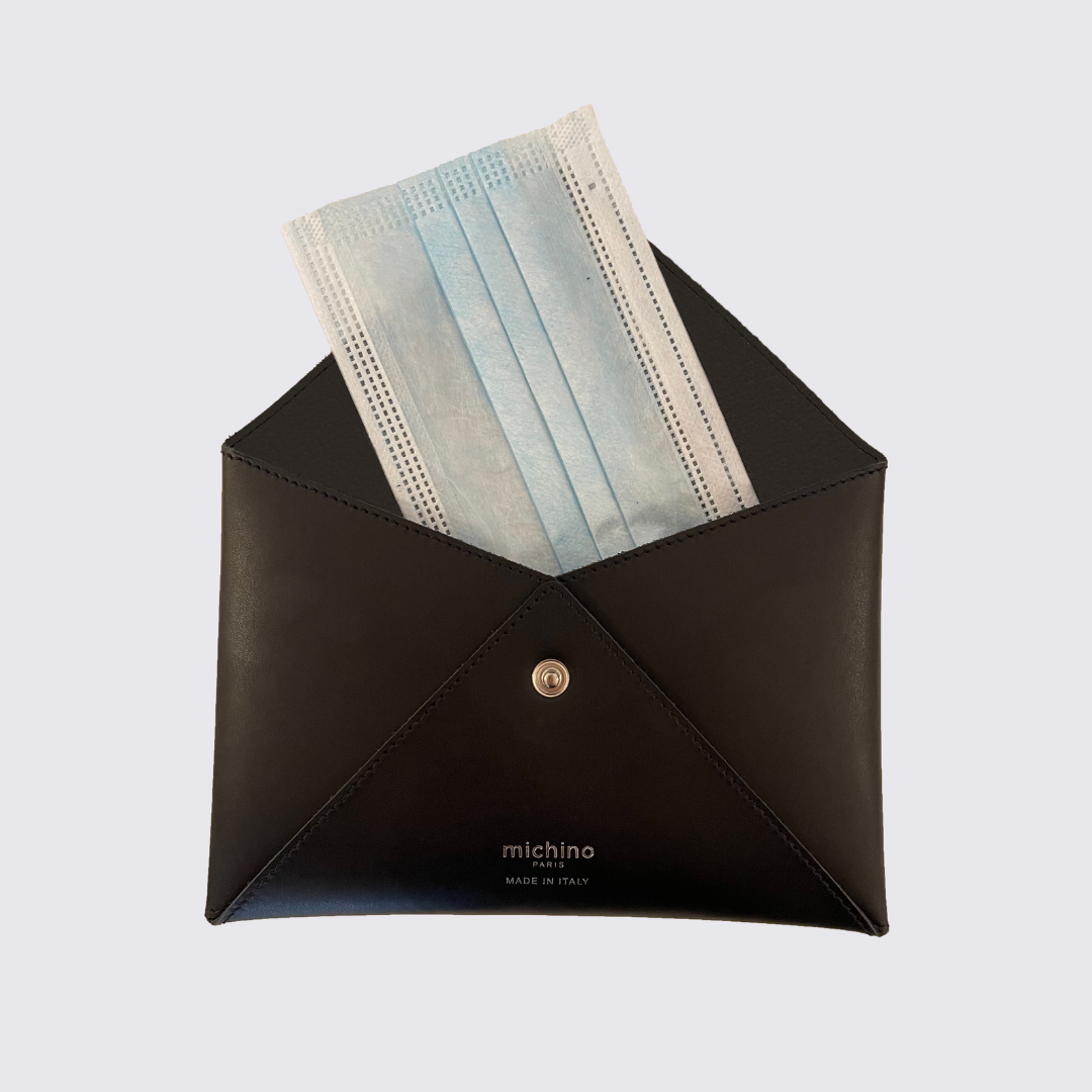 envelope pouch black leather 