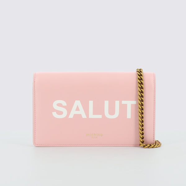 LEATHER LIGHT PINK WALLET ON CHAIN SALUT