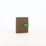 LEATHER BIFOLD WALLET TAUPE / GREEN BAMBOO