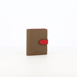 LEATHER BIFOLD WALLET TAUPE / RED
