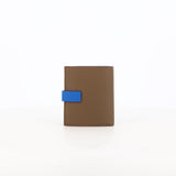 LEATHER BIFOLD WALLET TAUPE / TRANSAT BLUE