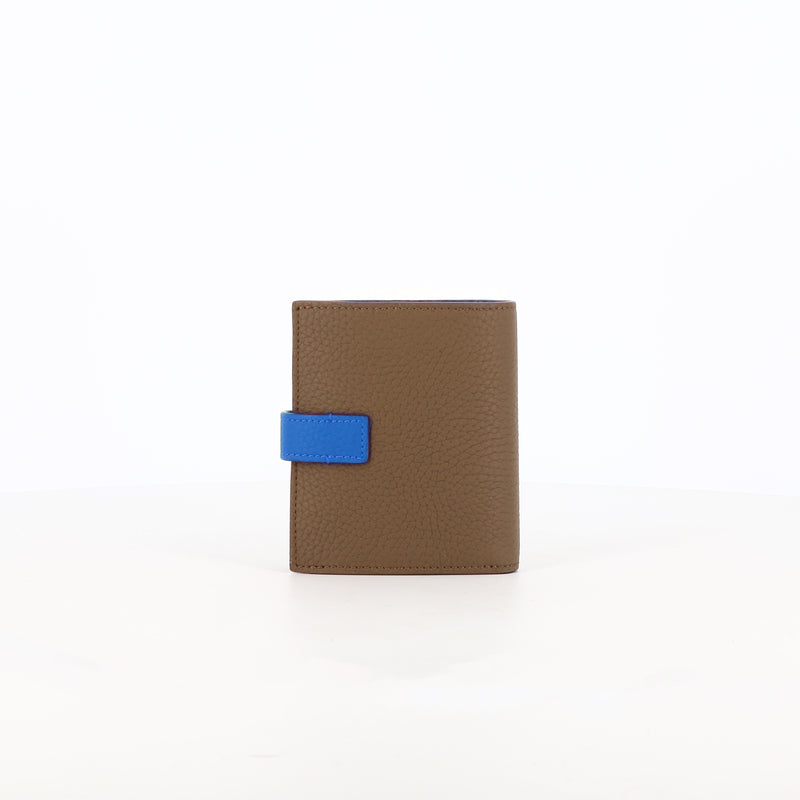 LEATHER BIFOLD WALLET TAUPE / TRANSAT BLUE