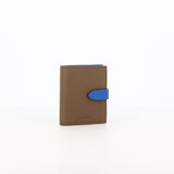 LEATHER BIFOLD WALLET TAUPE / TRANSAT BLUE
