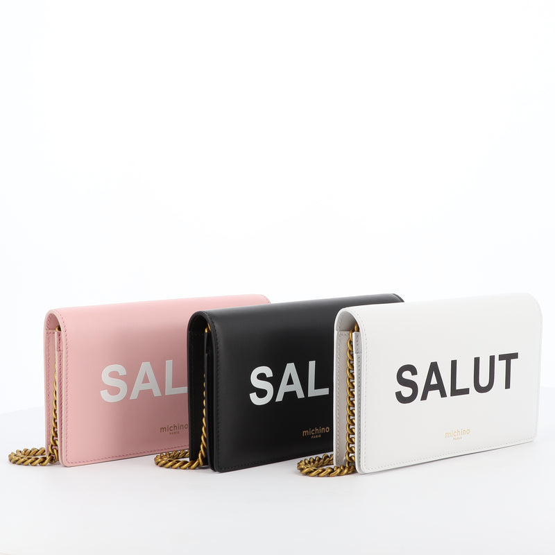 LEATHER WHITE WALLET ON CHAIN SALUT