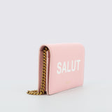 LEATHER LIGHT PINK WALLET ON CHAIN SALUT