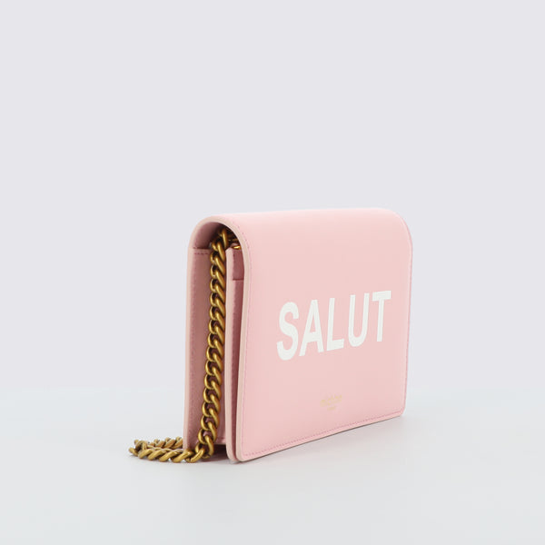 LEATHER LIGHT PINK WALLET ON CHAIN SALUT