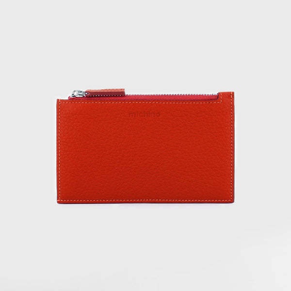 LEATHER ZIP CARD HOLDER RED