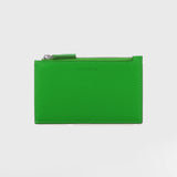 LEATHER ZIP CARD HOLDER GREEN BAMBOO