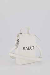 LEATHER SHOULDER BAG NOTRE-DAME NANO SALUT WHITE