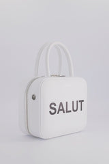 LEATHER HANDBAG PIGALLE SMALL WHITE SALUT