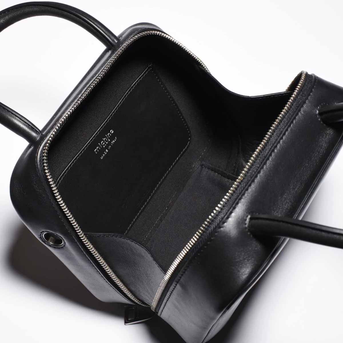 michino paris SMILE ピガールバッグ　PM LEATHER HANDBAG PIGALLE PM HELLO BLACK