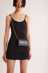 LEATHER BLACK WALLET ON CHAIN SALUT